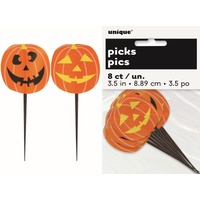 Halloween Pumpkin Head Picks - Pk 8