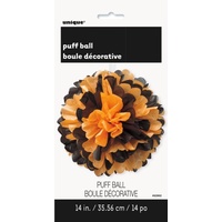 Black & Orange Puff Ball Decoration (36cm)