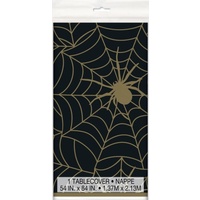 Black and Gold Spider Web Plastic Rectangle Tablecover