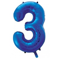 34in #3 Metallic Blue Shape Foil Balloon