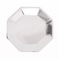 Foil Silver Octagon Lunch Plates - Pk 12