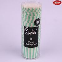 Mint Stripe Baking Cups - Pk 25