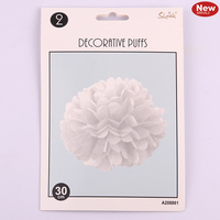 White Decorative Paper Puff Ball (30cm) - Pk 2