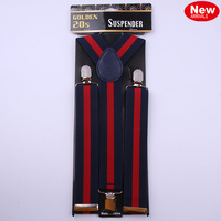 1920s Navy/Red Striped Suspenders