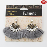 20s Flapper Rhinestone Encrusted Earrings with Tassels