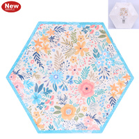 Bright Flower Hexagon Paper Plates (23cm) - Pk 12