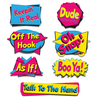 90's Phrase Cutout Decorations - Pk 7