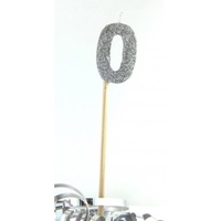 Silver Glitter Candle - No 0