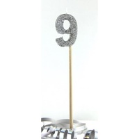 Silver Glitter Candle - No 9
