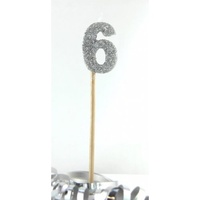 Silver Glitter Candle - No 6