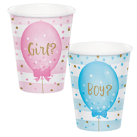 Gender Reveal Balloons Cups - Pk 8