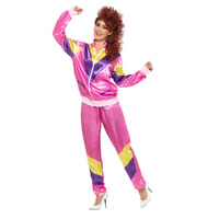 80's Pink Shell Suit Costume - Large