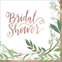 Love & Leaves Bridal Shower Beverage Napkins - Pk 16