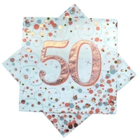 Sparkling Fizz Rose Gold "50" Napkins - Pk 16