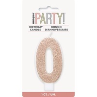 Rose Gold Numeral Candle 0