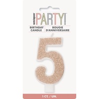 Rose Gold Numeral Candle 5