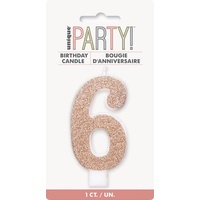 Rose Gold Numeral Candle 6