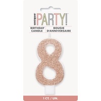 Rose Gold Numeral Candle 8