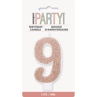 Rose Gold Numeral Candle 9