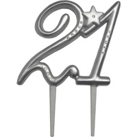 21st Silver Cake Topper with Diamontes