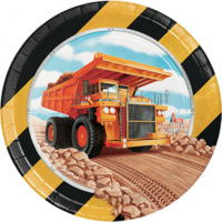 Big Dig Construction Paper Plates (18cm) - Pk 8