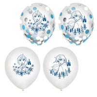 12" Frozen Latex & Confetti Balloons - Pk 6