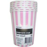 Small Pink Striped Popcorn Cups - Pk 6