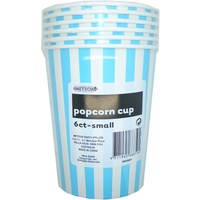 Small Blue Striped Popcorn Cups - Pk 6