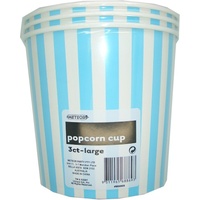 Large Blue Striped Popcorn Cups - Pk 3
