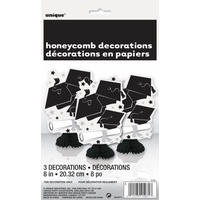 Grad Mini Honeycomb Decorations - Pk 3