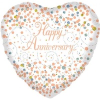 18" Sparkling Fizz Rose Gold Happy Anniversary Foil Balloon