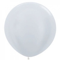 90cm Satin White Latex Balloons - Pk 3