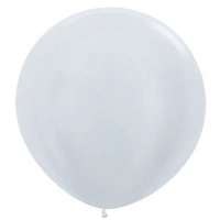 90cm Satin White Latex Balloons - Pk 3