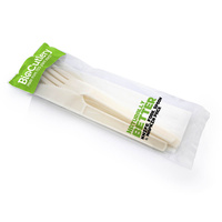 15cm BioCutlery Knife, Fork, Spoon & Napkin Sets - Pk 20