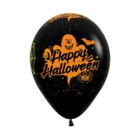 Sempertex 30cm Happy Halloween Party Fashion Black Latex Balloons 080 - Pk 12