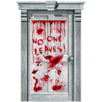 "No One Leaves!" Bloody Door Halloween Decoration (165x85cm)
