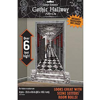 Gothic Mansion Long Hallway Scene Setters Plastic - Pk 2