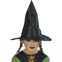 Kids Black Shiny Witch Hat