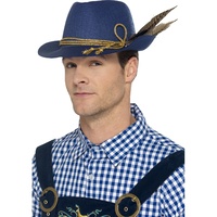 Authentic Blue Bavarian Oktoberfest Hat