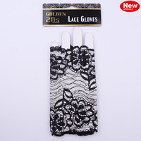 1920s Short Fingerless Black Lace Gloves