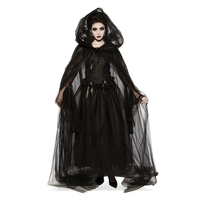 Deluxe Hooded Womens Black Cape - Std Size