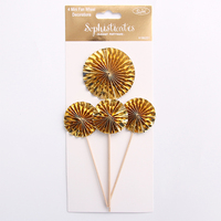 4 Mini Fan Wheel Decorations - Gold