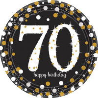 70th Birthday Sparkling Dinner Plates (22.9cm) - Pk 8