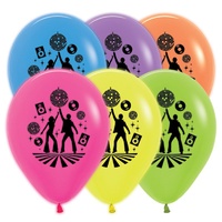 12" Latex Neon Disco Balloons - Pk 25