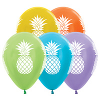 12" Satin & Metallic Pineapple Balloons - Pk 25