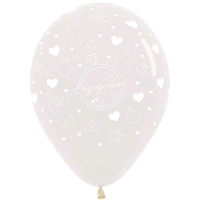 12" Engagement Print Latex Balloons - Pk 25