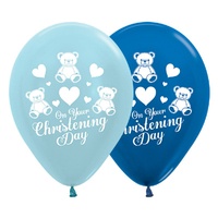 12" Christening Boy Balloons - Pk 6