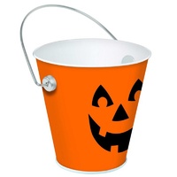 Metal Halloween Jack-O-Lantern Bucket - 11cm x 11cm