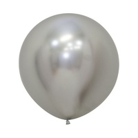 60cm Reflex Silver Latex Balloons - Pk 3