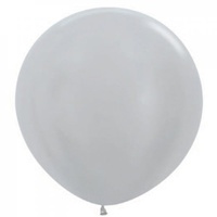 90cm Satin Silver Latex Balloons - Pk 3